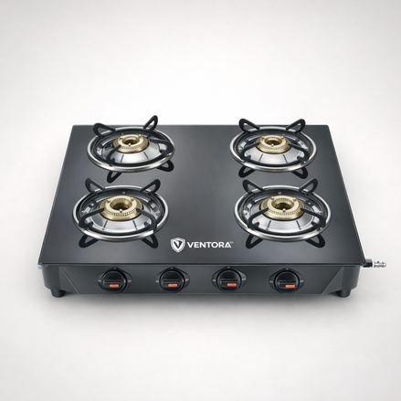 Ventora Aura 4 Burner Black Stove